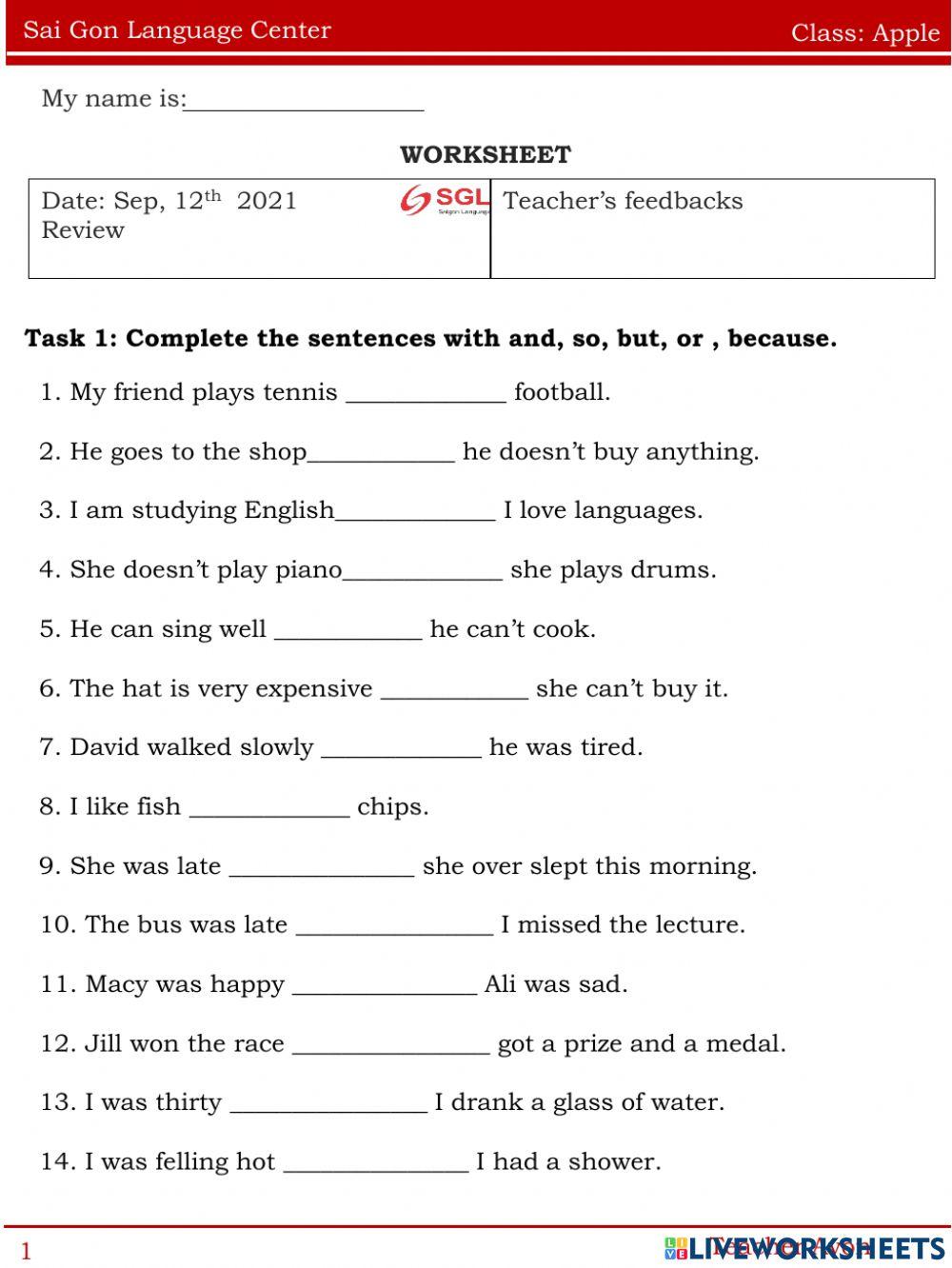 Worksheet apple