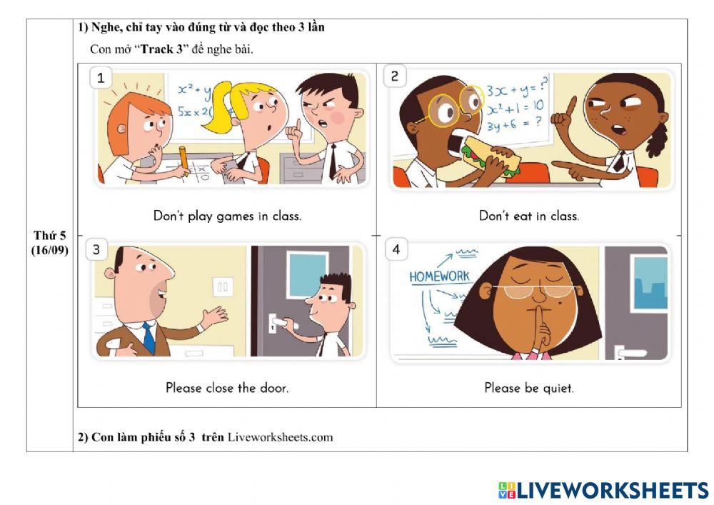 Phiếu giao bài môn Tiếng Anh tuần 3 tháng 9-3A3