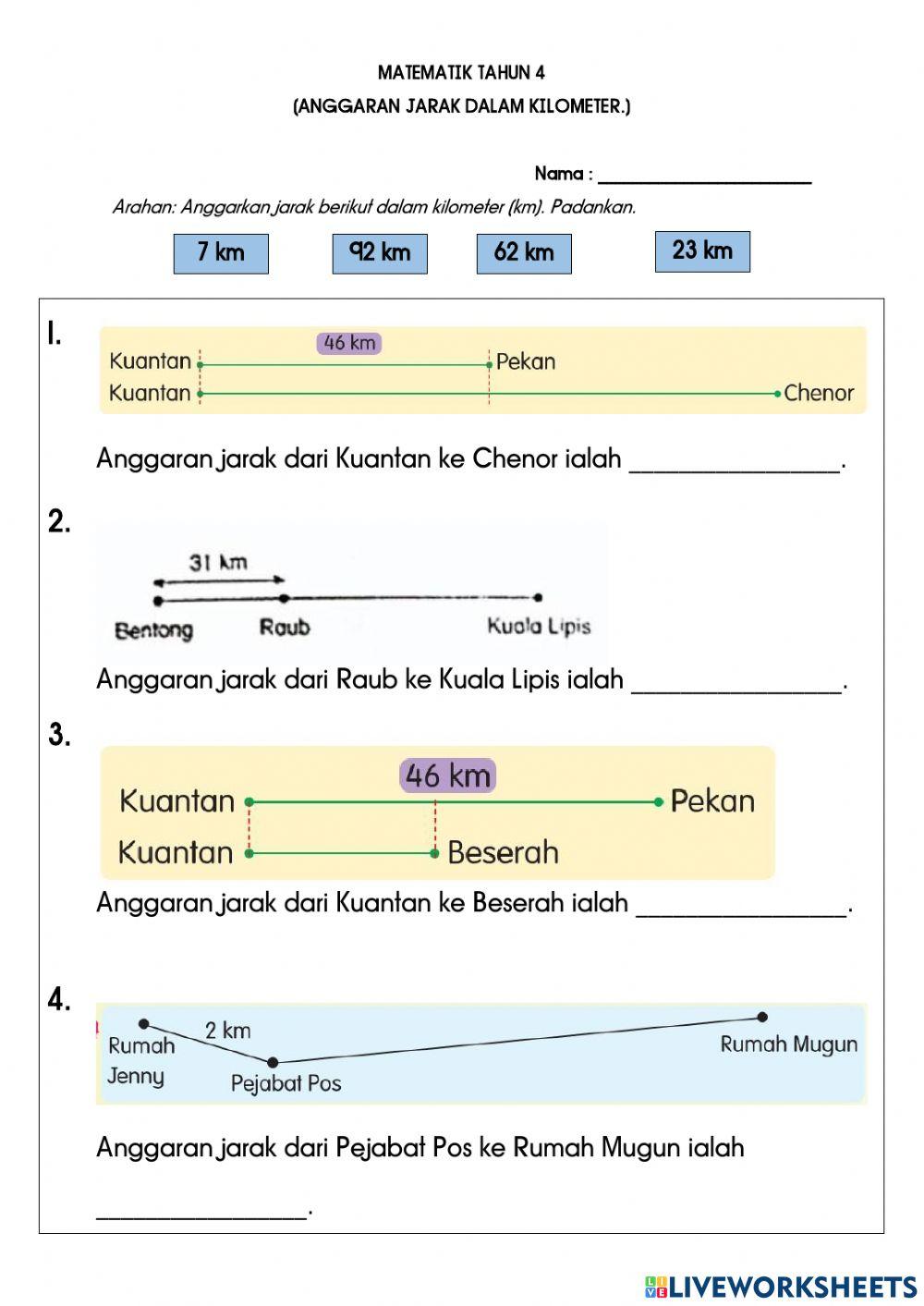 Anggar dalam kilometer