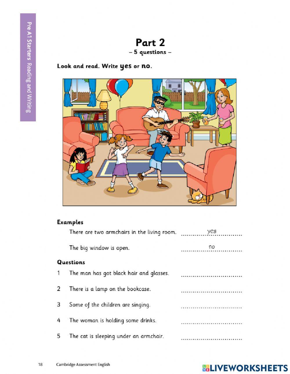 CAMBRIDGE STARTERS TEST - READING - WRITING