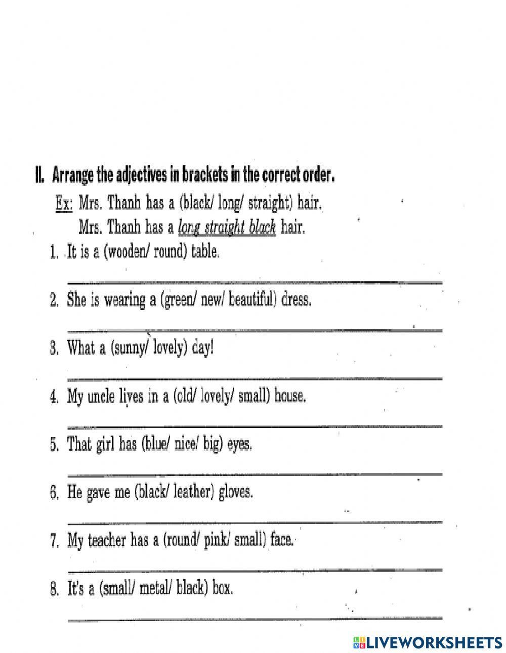 The order of adjectives