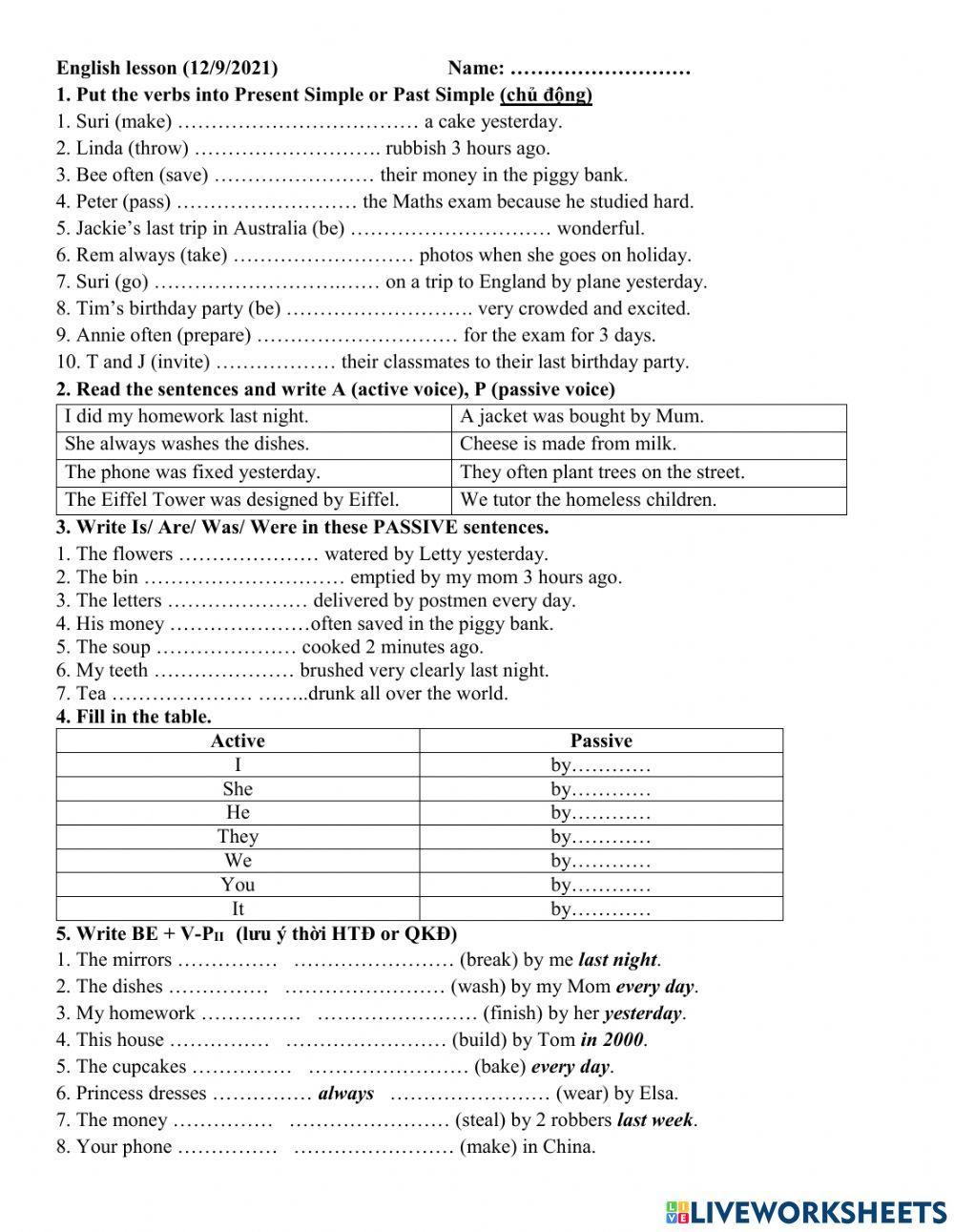 Grade 6- Passive Voice