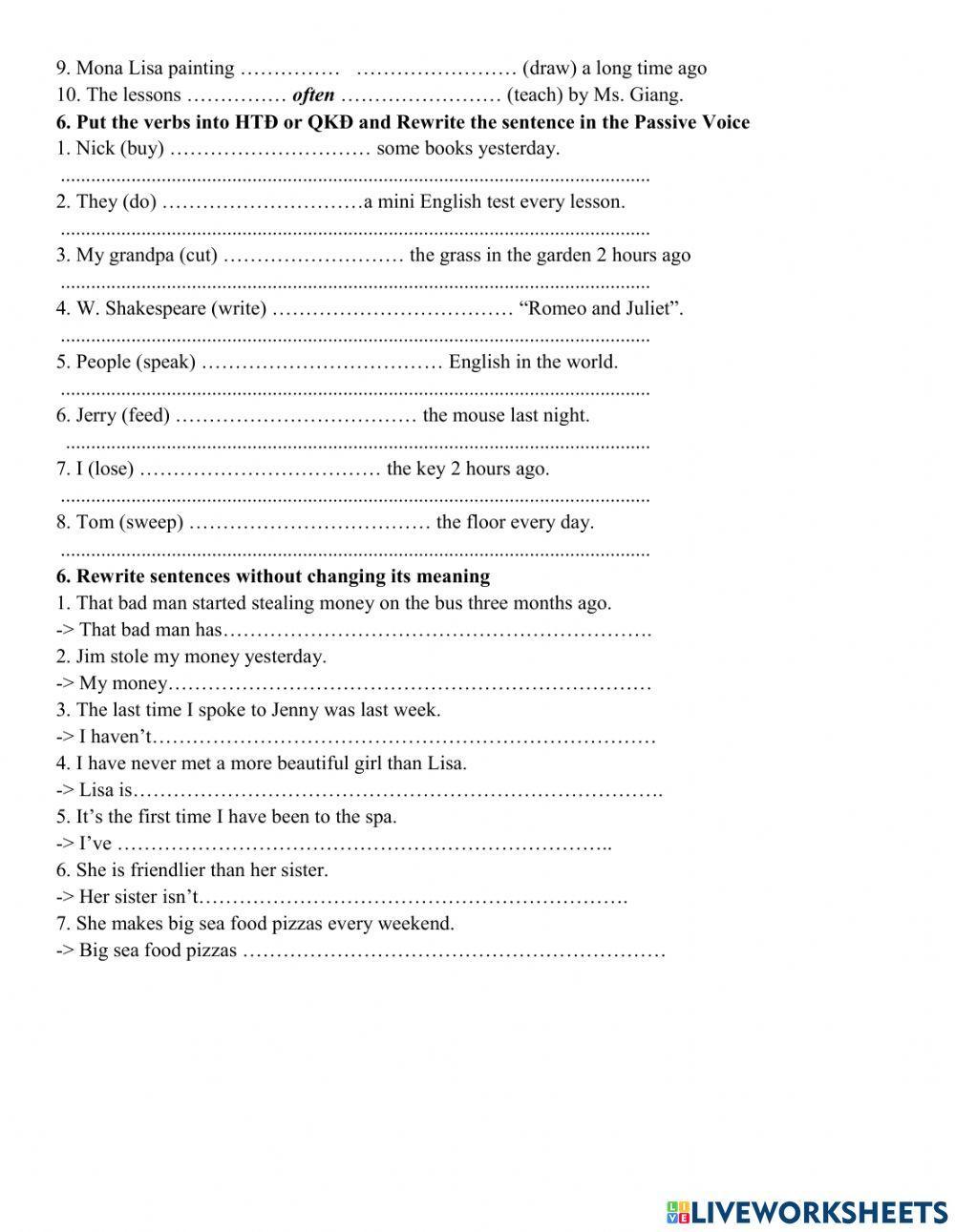 Grade 6- Passive Voice