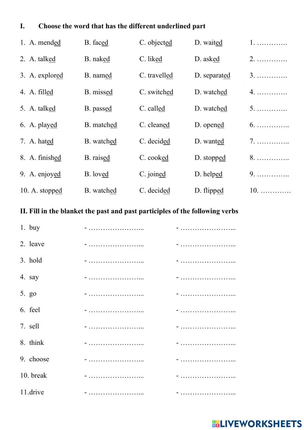 Regular & Irregular Verbs