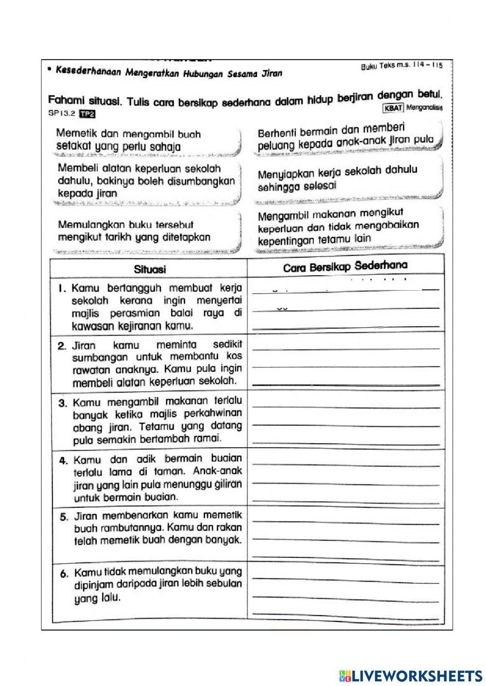 Moral Tahun 4 Kesederhanaan