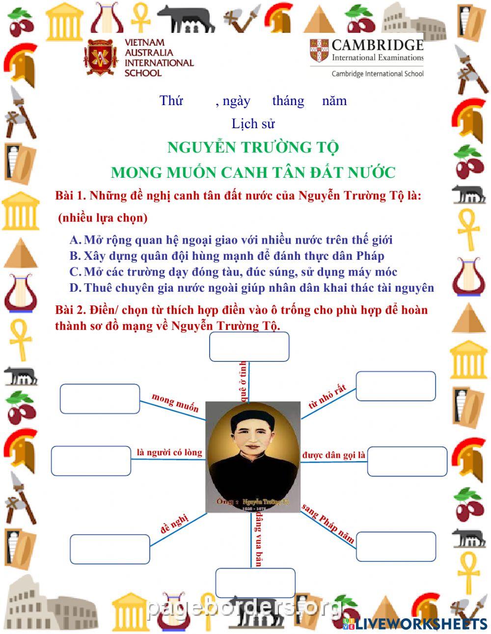 Nguyễn Trường Tộ mong muốn canh tân đất nước