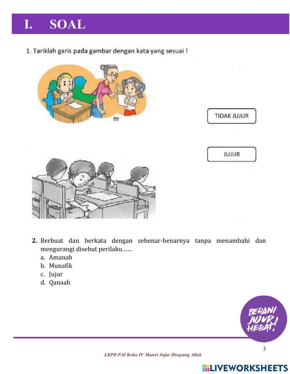 LKPD PAI KELAS IV (Jujur Disayang Allah)