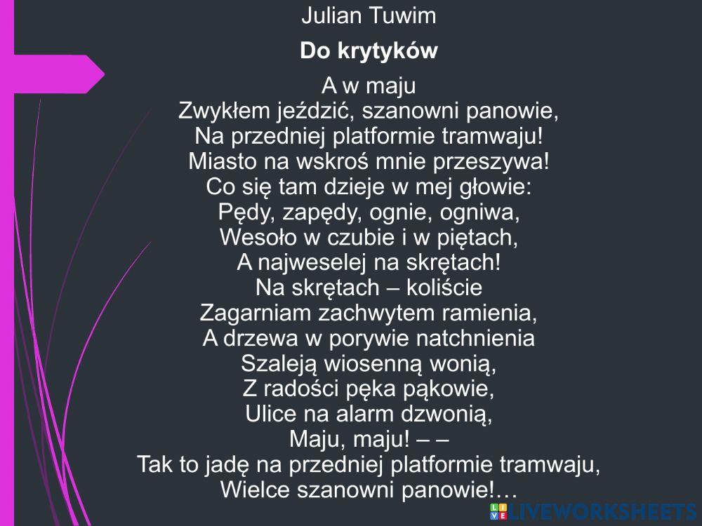 Julian Tuwim do krytyków