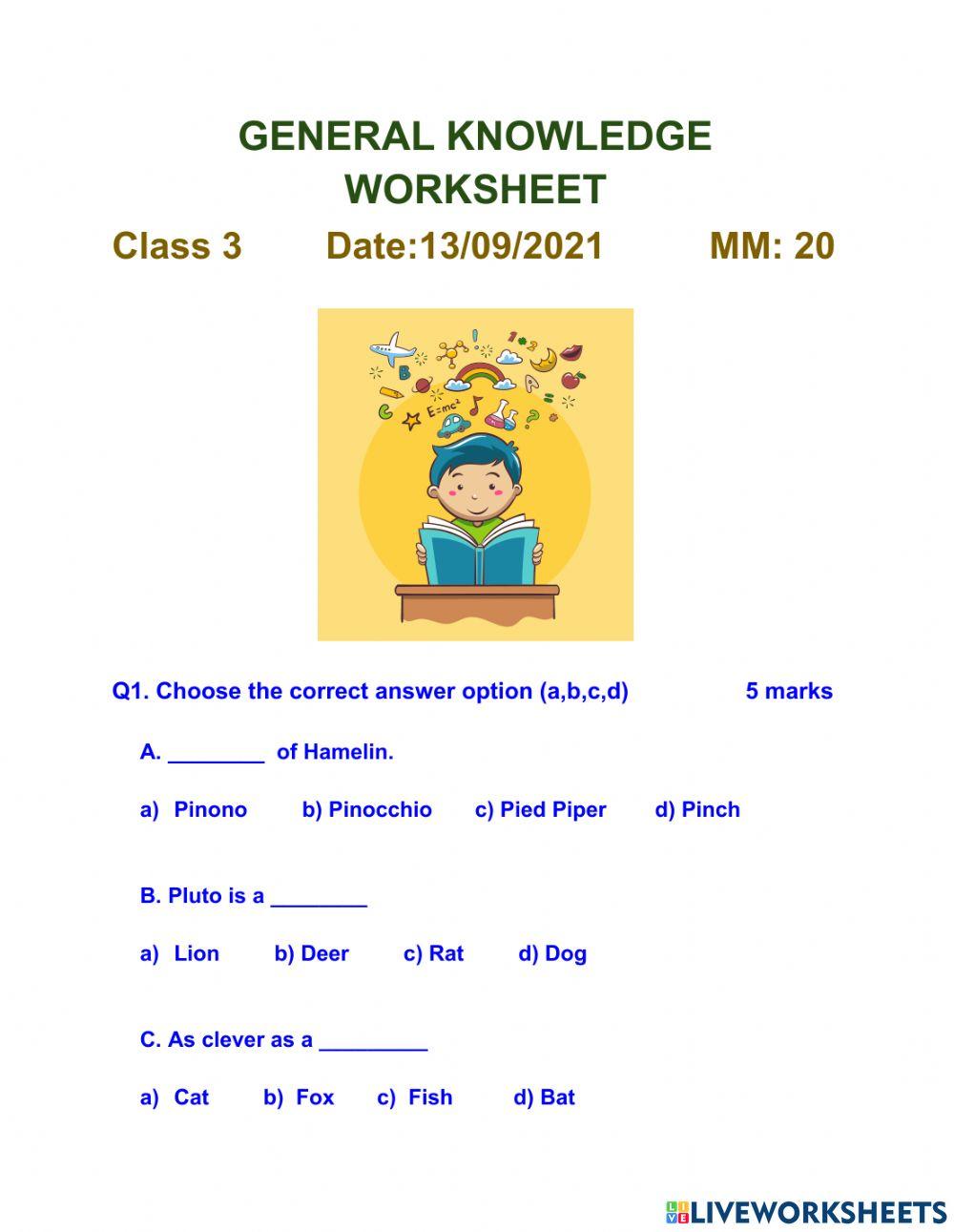 Gk worksheet 1384991 | ArtiNagpaul | Live Worksheets