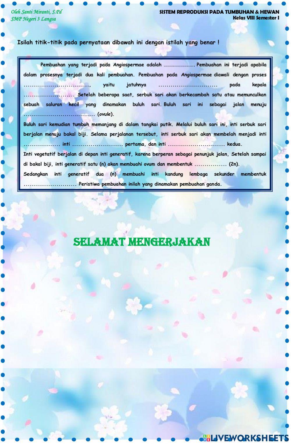 Penyerbukan & Pembuahan pada Tumbuhan