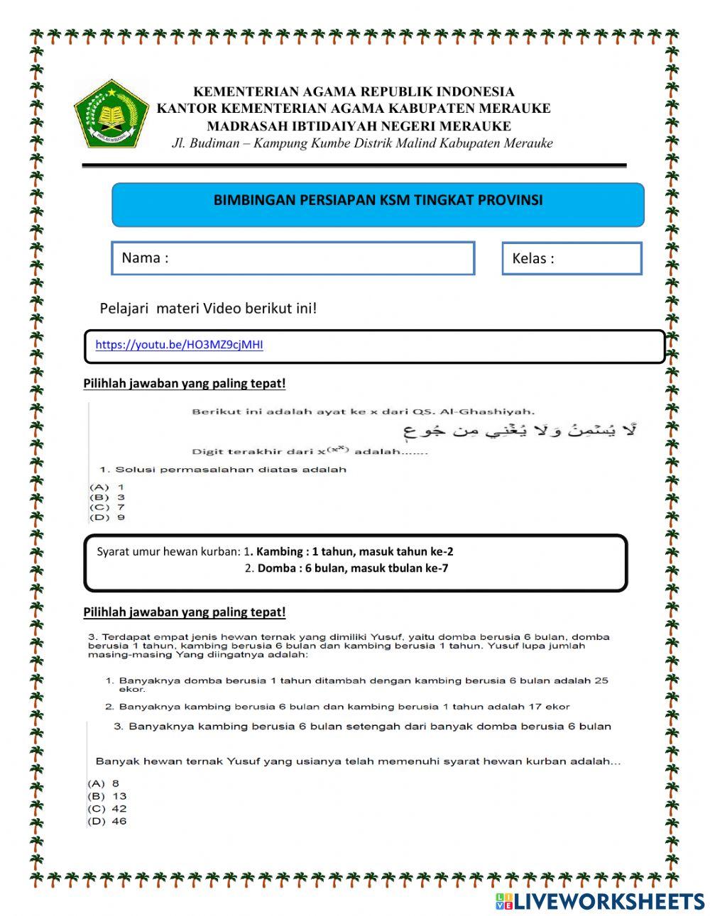 Matematika MI KSM Provinsi