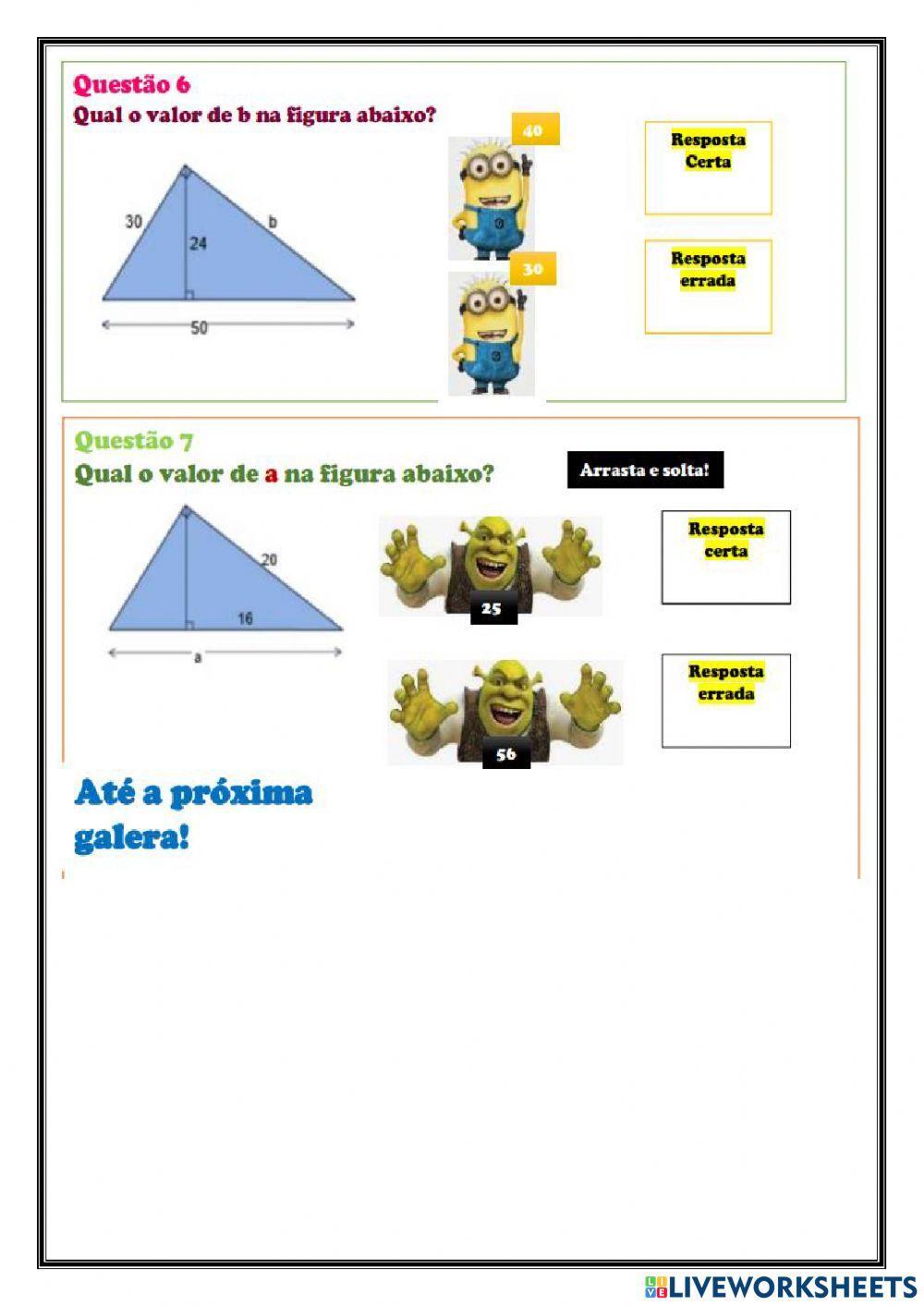 Relações métricas no triângulo retângulo