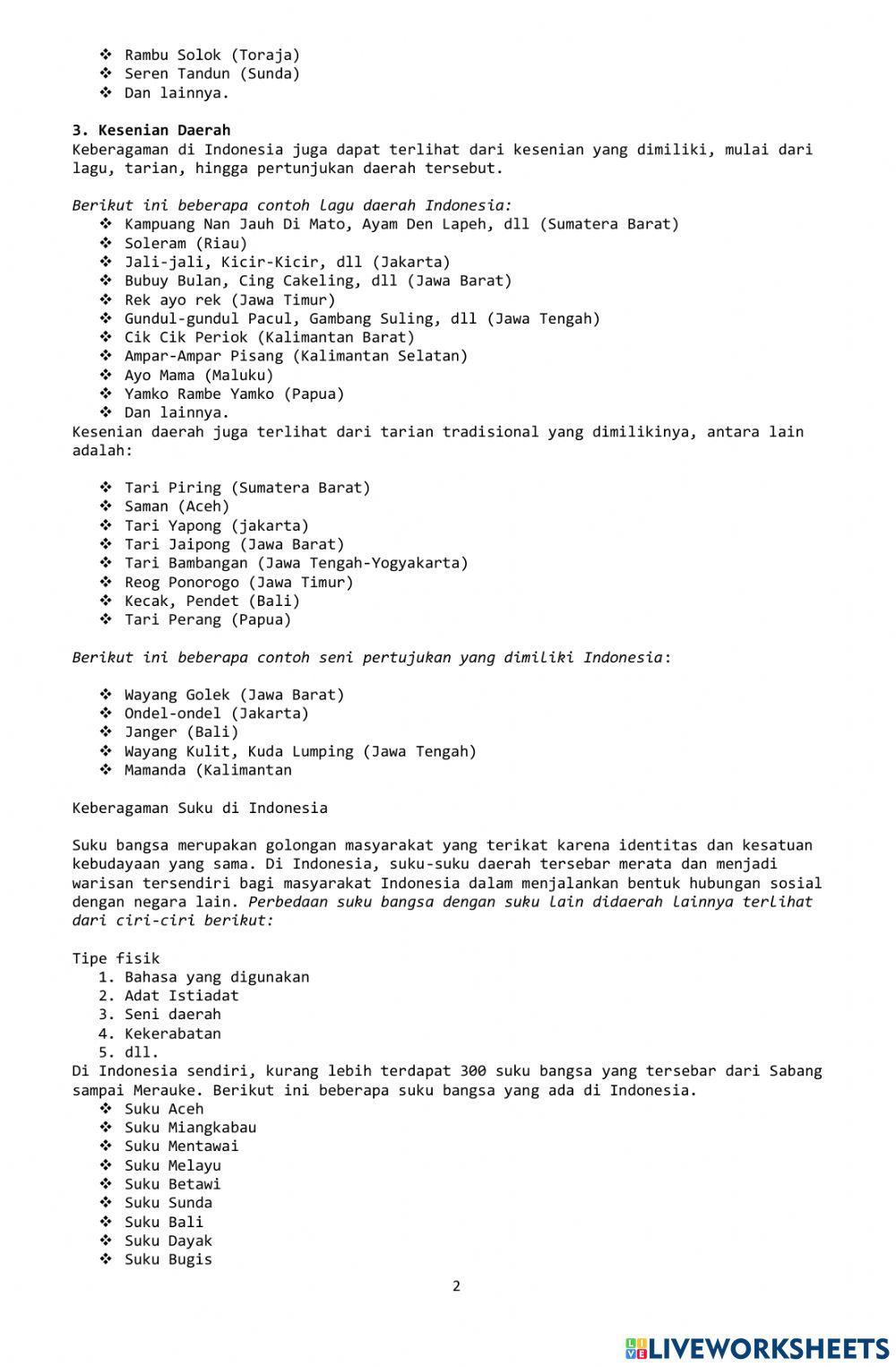 IPS KELAS 7 Keragaman Etnik dan Budaya di Indonesia