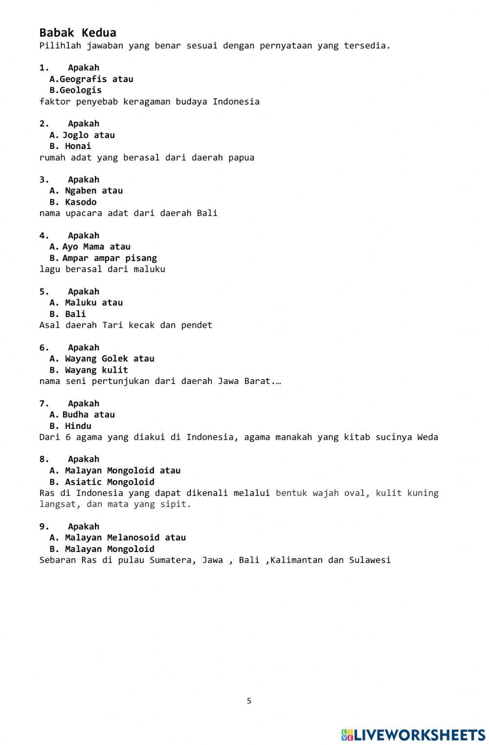 IPS KELAS 7 Keragaman Etnik dan Budaya di Indonesia