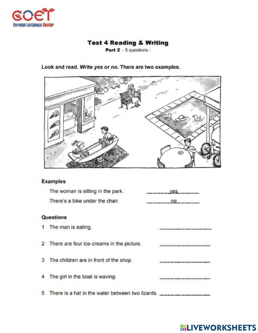Starters  reading & writing test