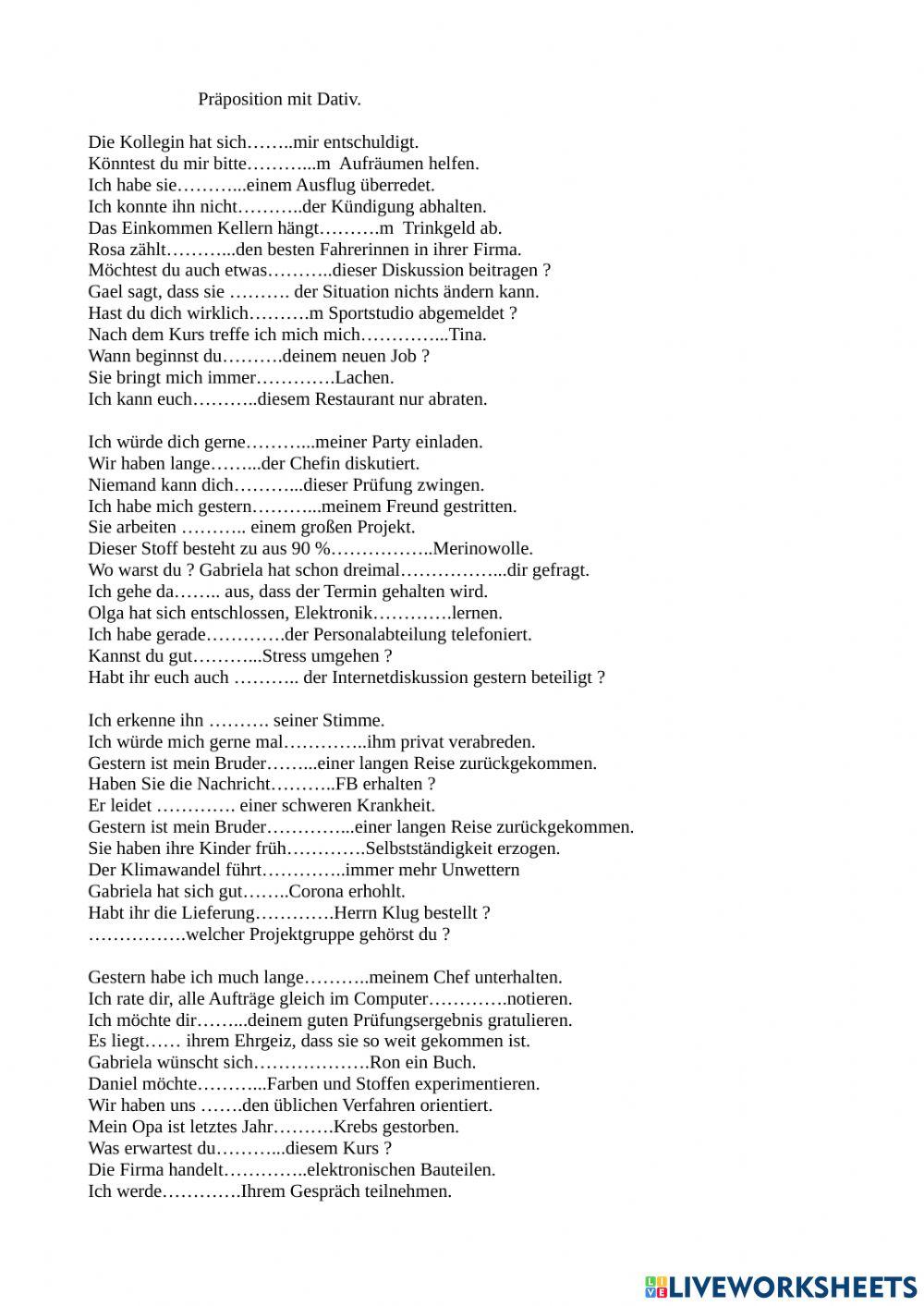 Präpostion mit Dativ