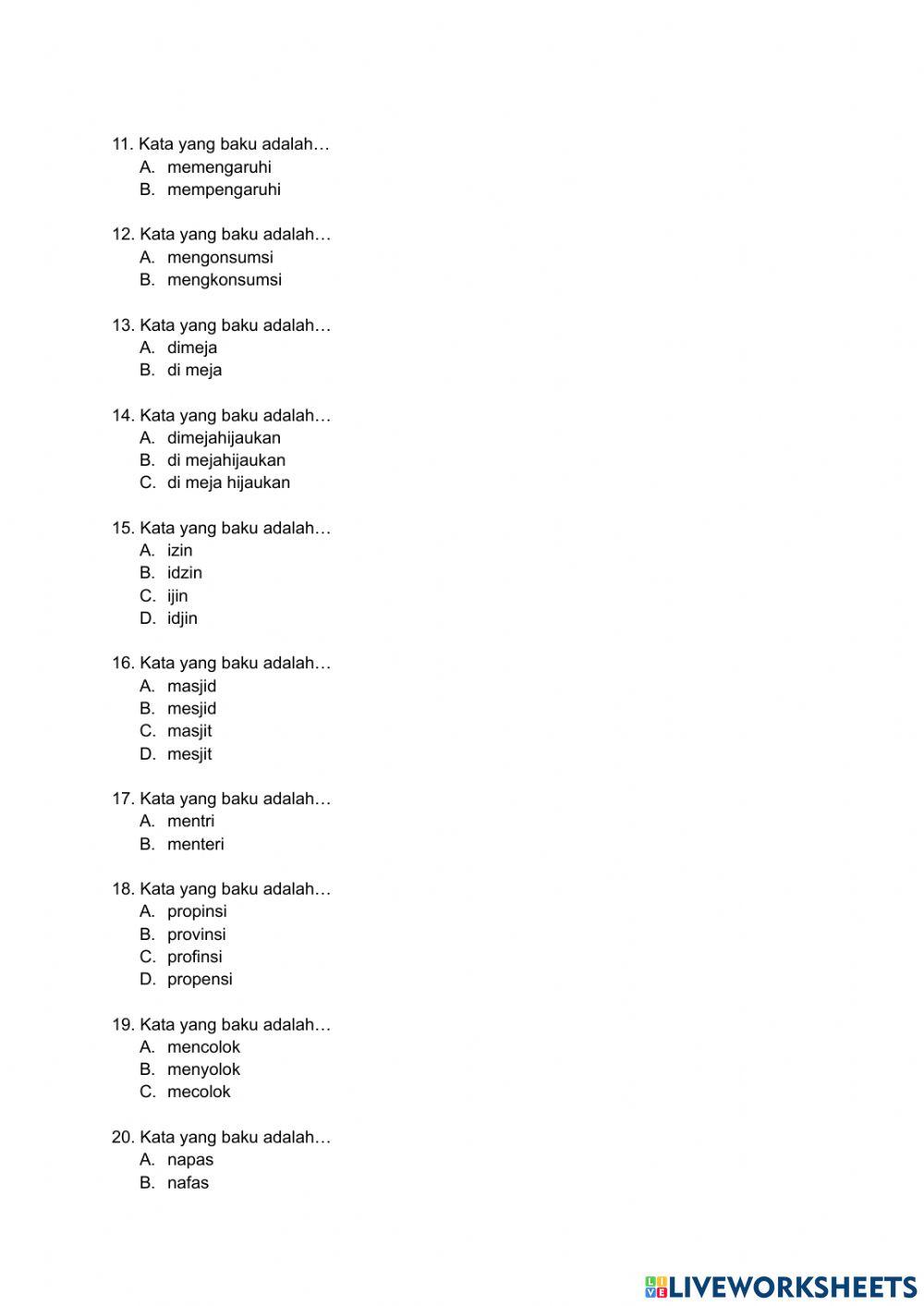Latihan baku & tidak baku