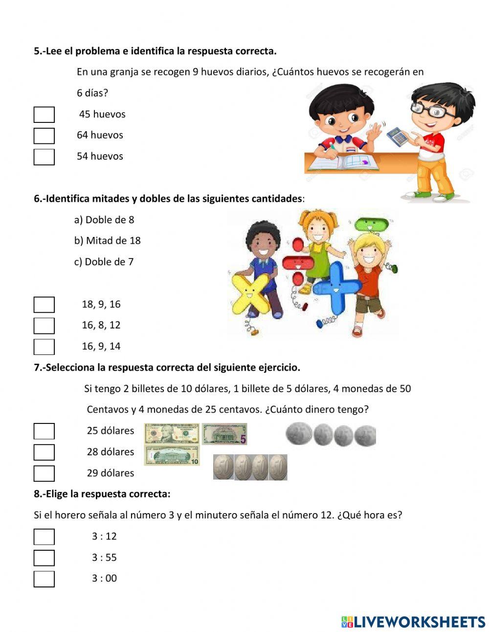 Evaluación diagnóstica de Matemática.