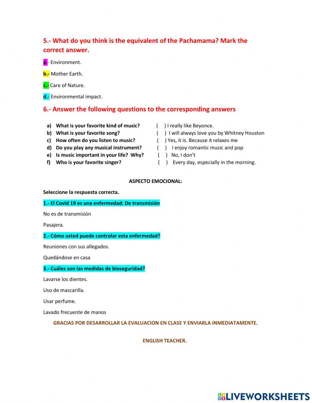 Dianósticas 2, 3 english