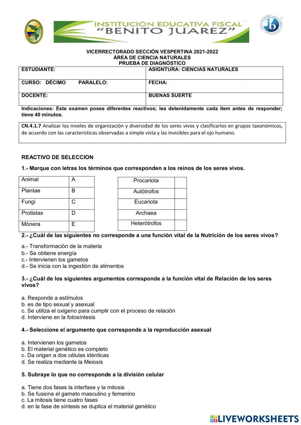 Prueba de diagnostico