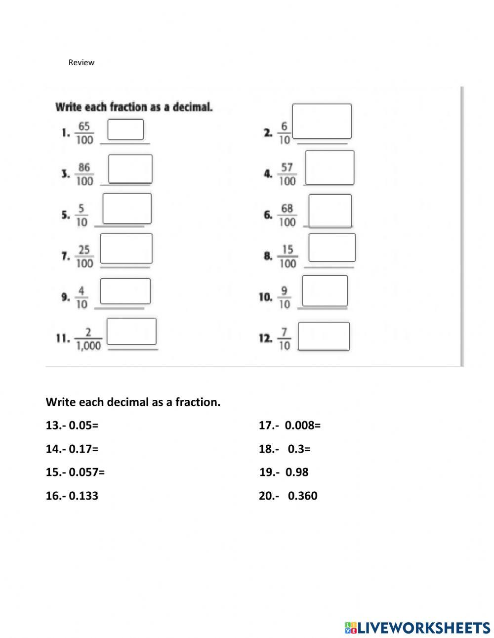 1385911 Fractions and Decimals aortizitj