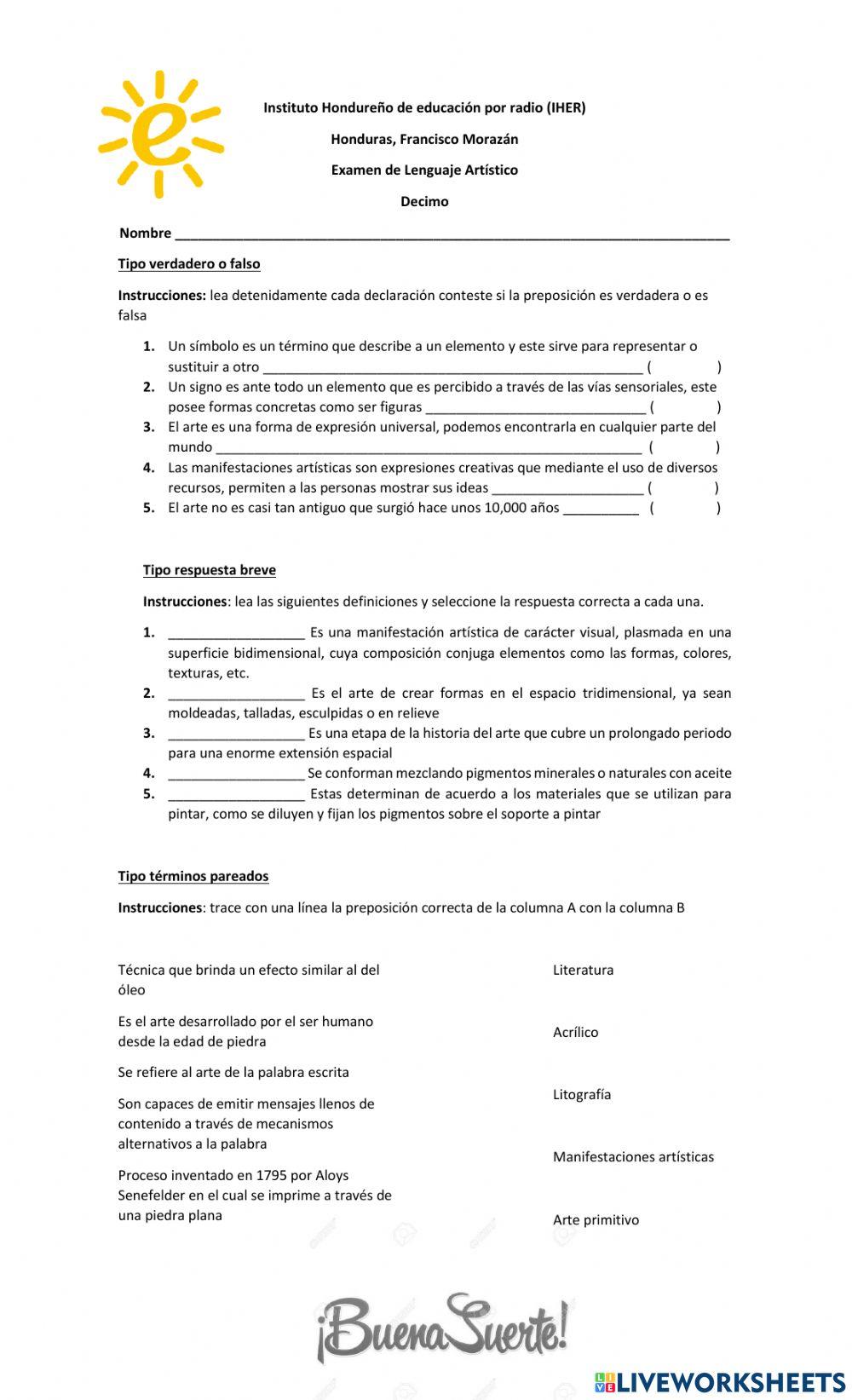 Lenguaje artistico decimo