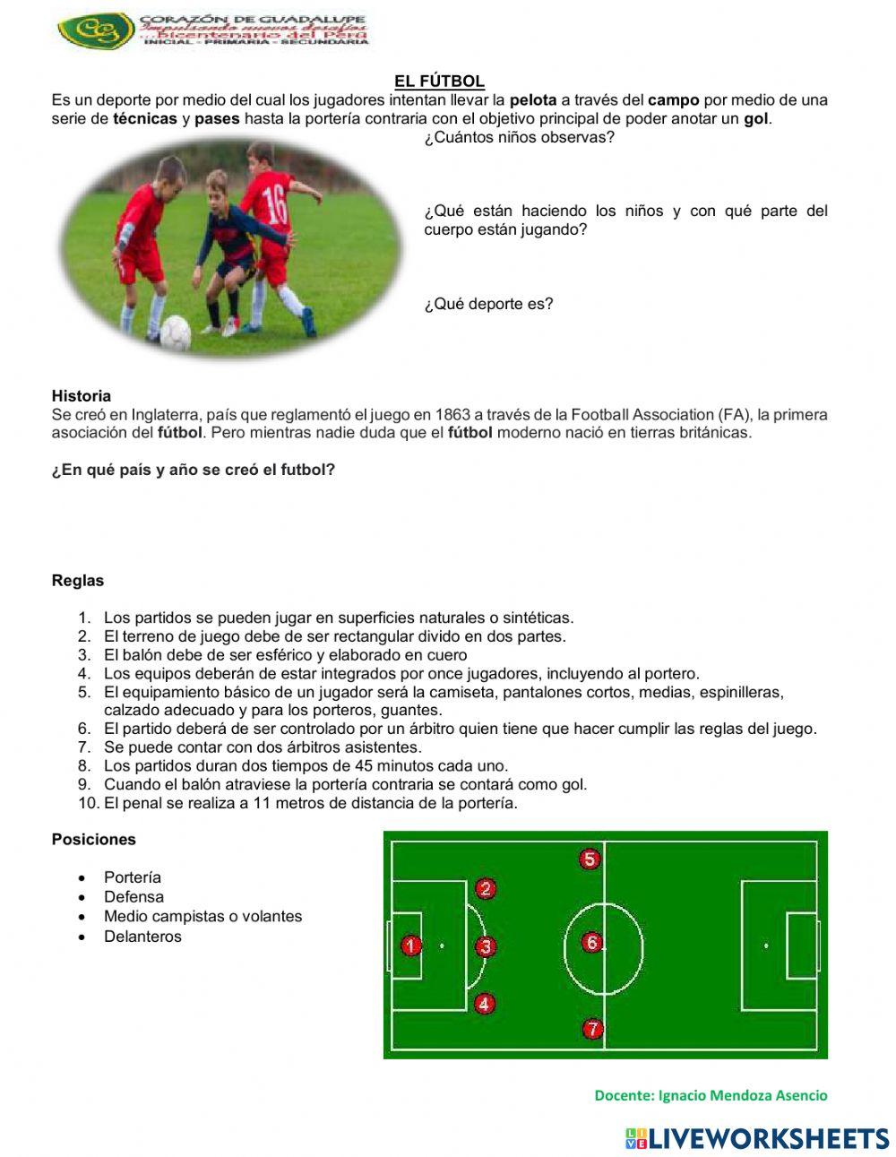 Futbol | Free Interactive Worksheets | 1386030