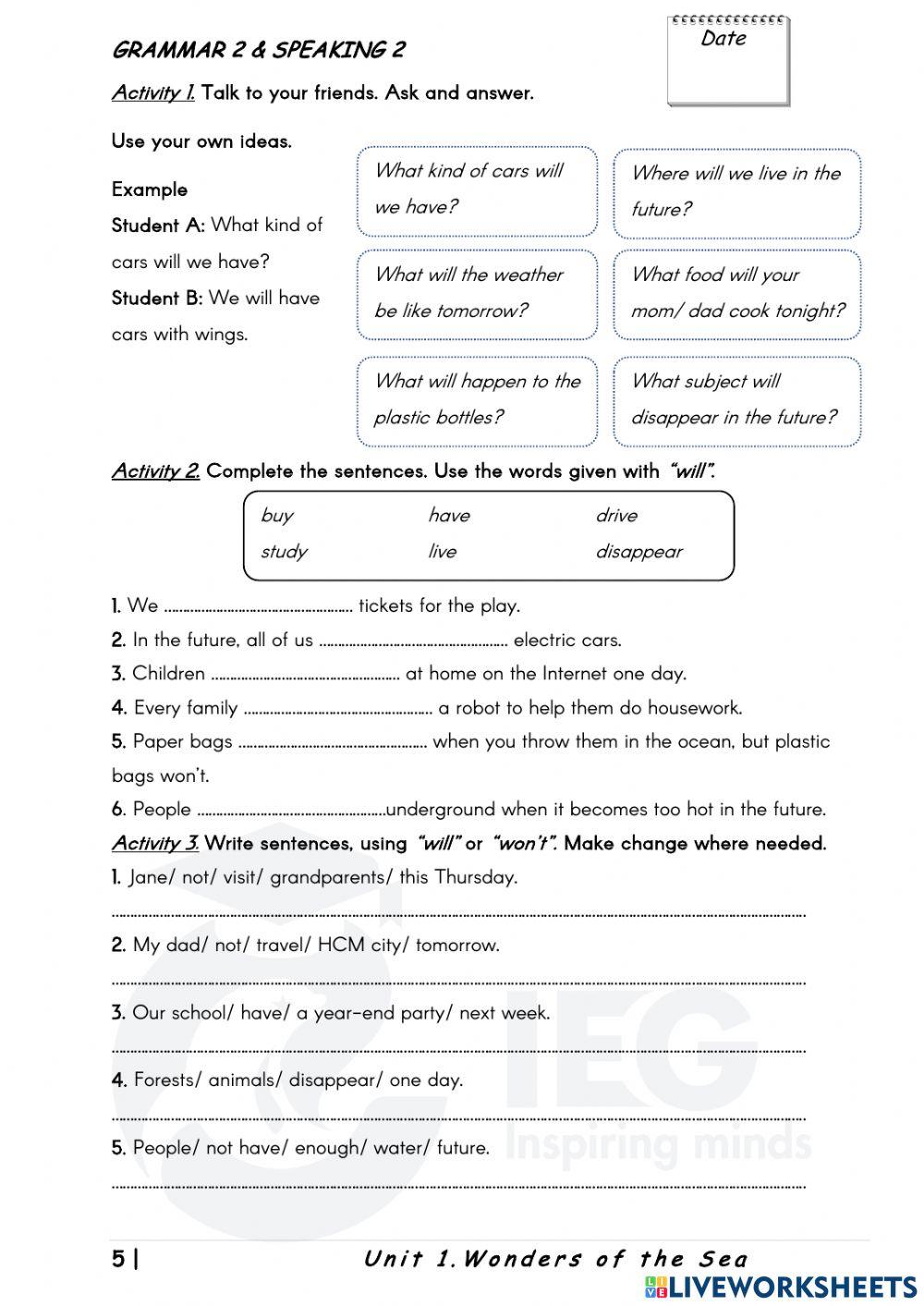 Grade 5 unit 1 vocab2+ grammar 2