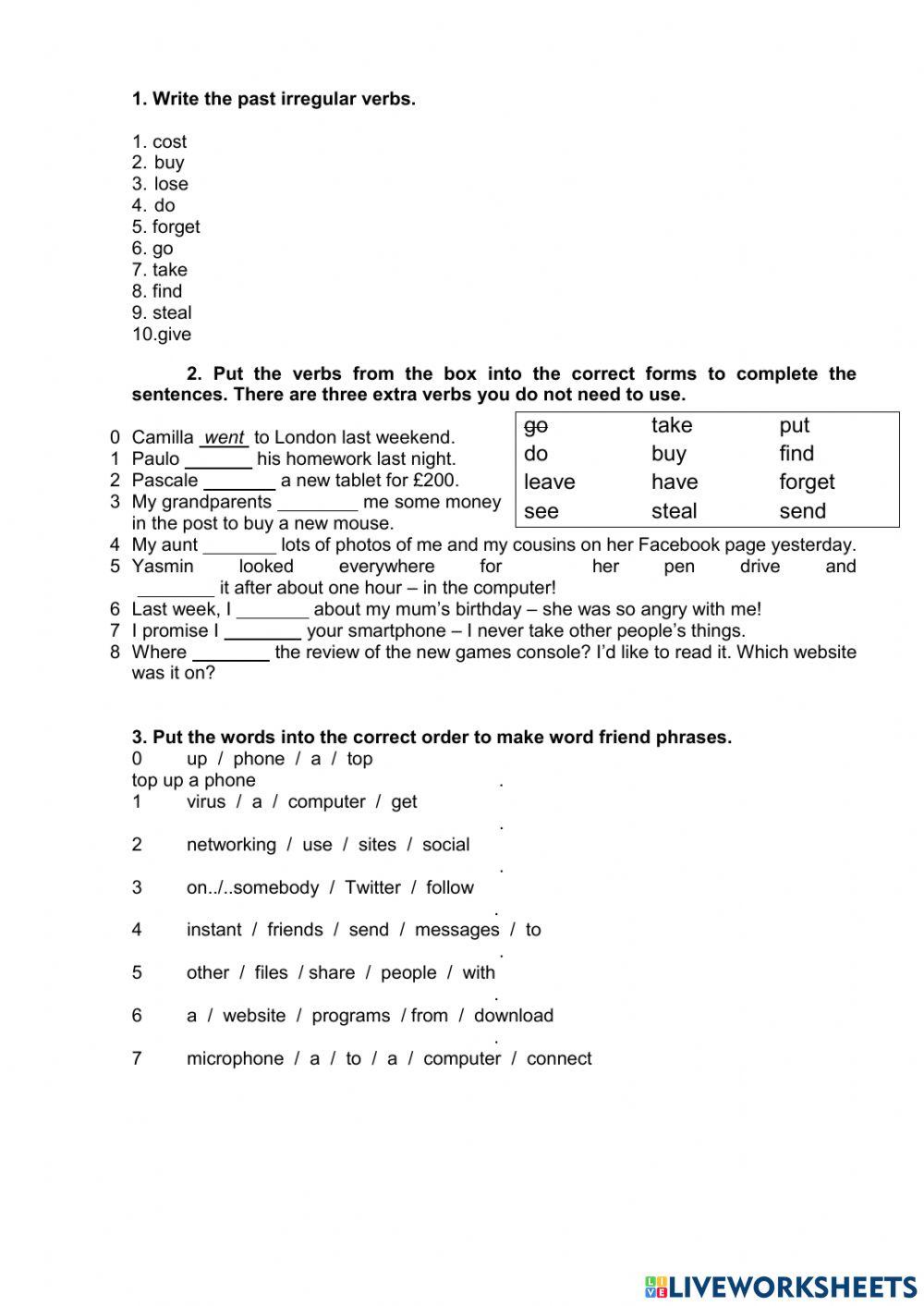 Past Simple ćwiczenia Klasa 6 Past simple online exercise for 6 | Live Worksheets
