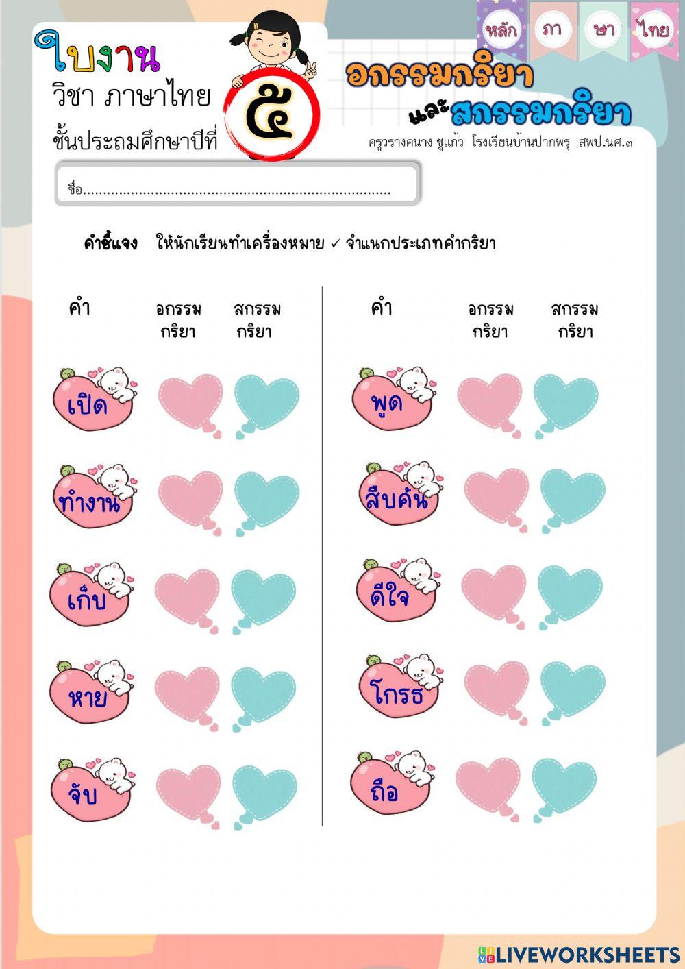 อกรรมกริยาและสกรรมกริยา