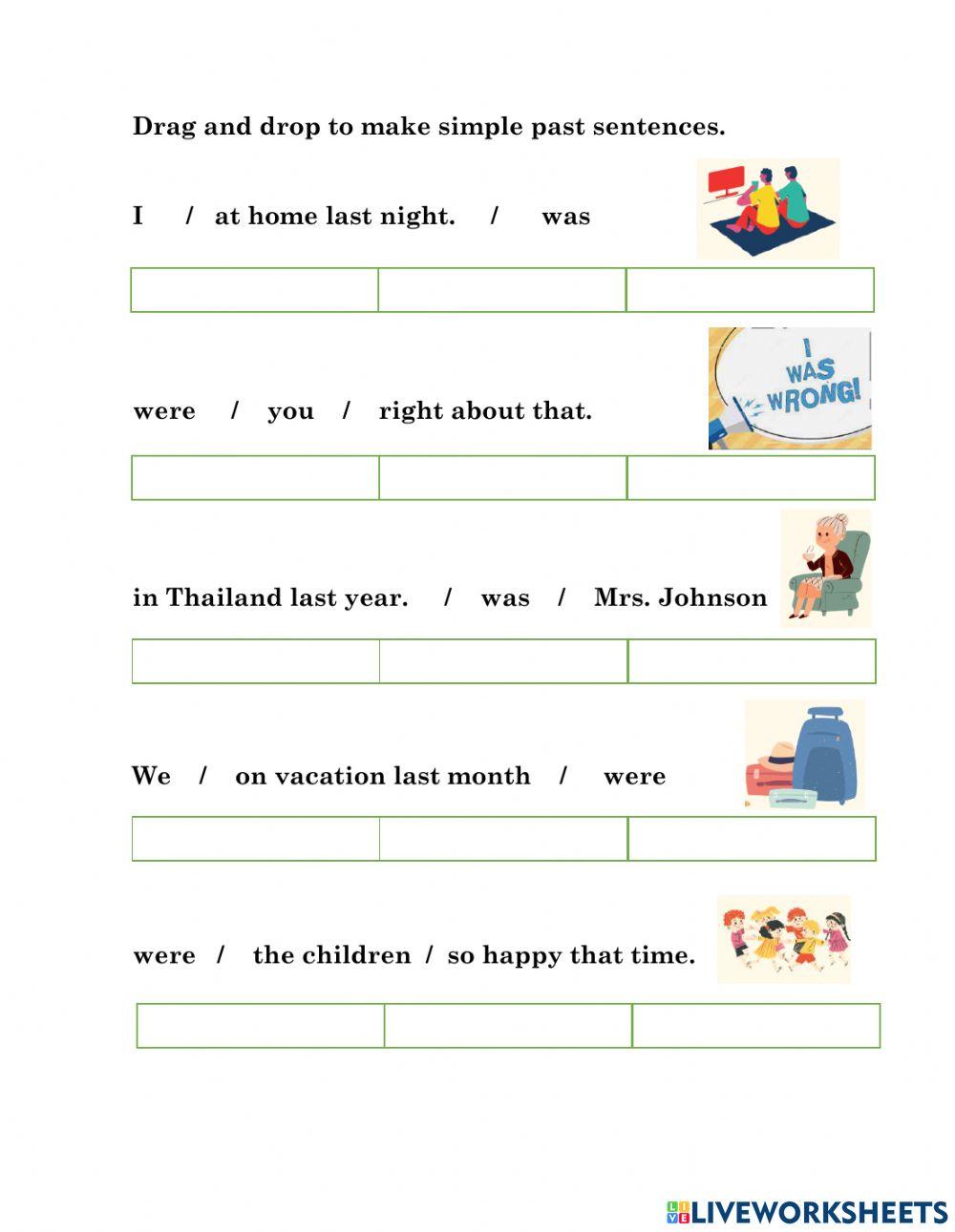 Past tense sentences Was Were online exercise for | Live Worksheets