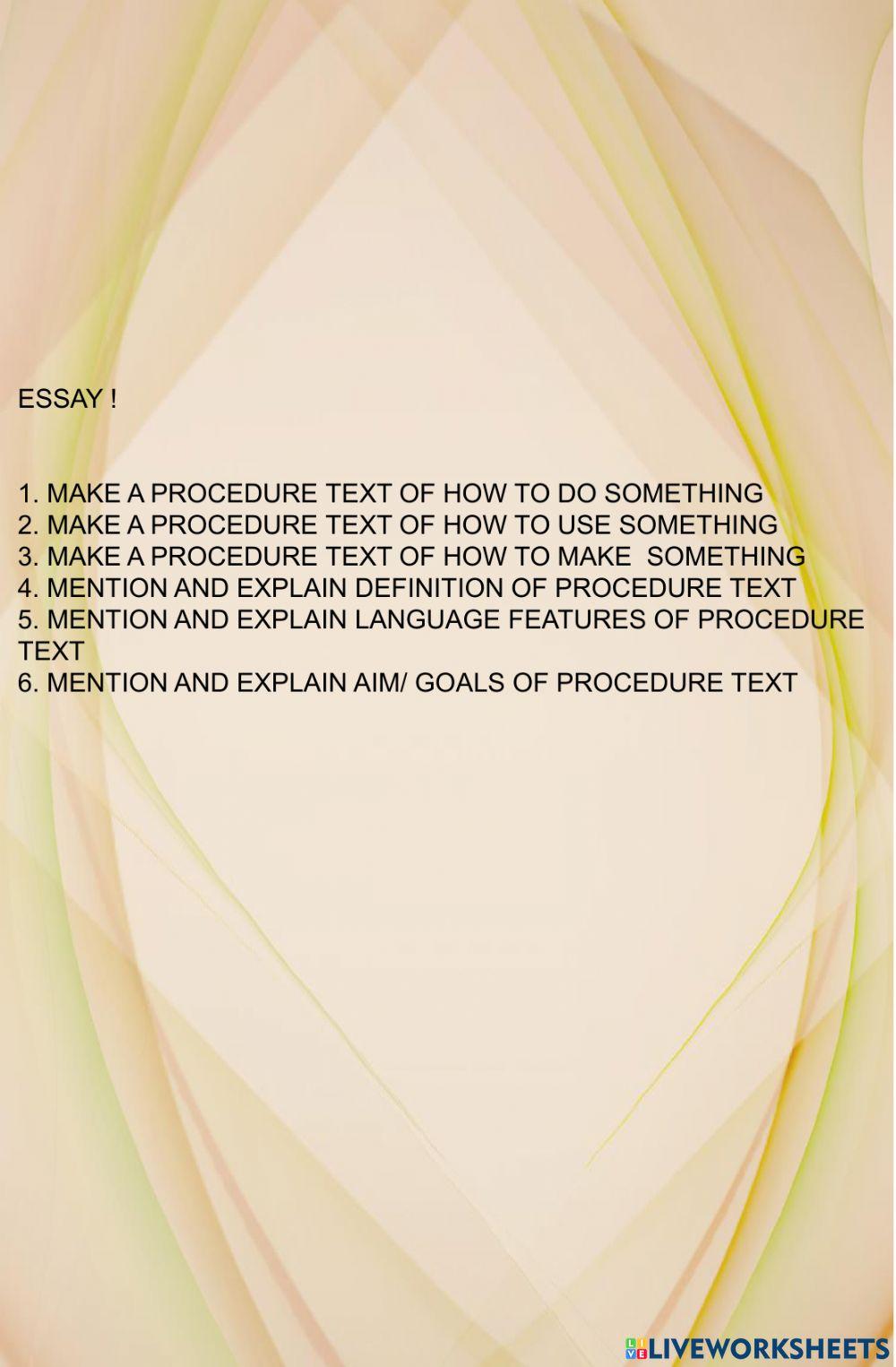 Quiz of procedure text worksheet | Live Worksheets
