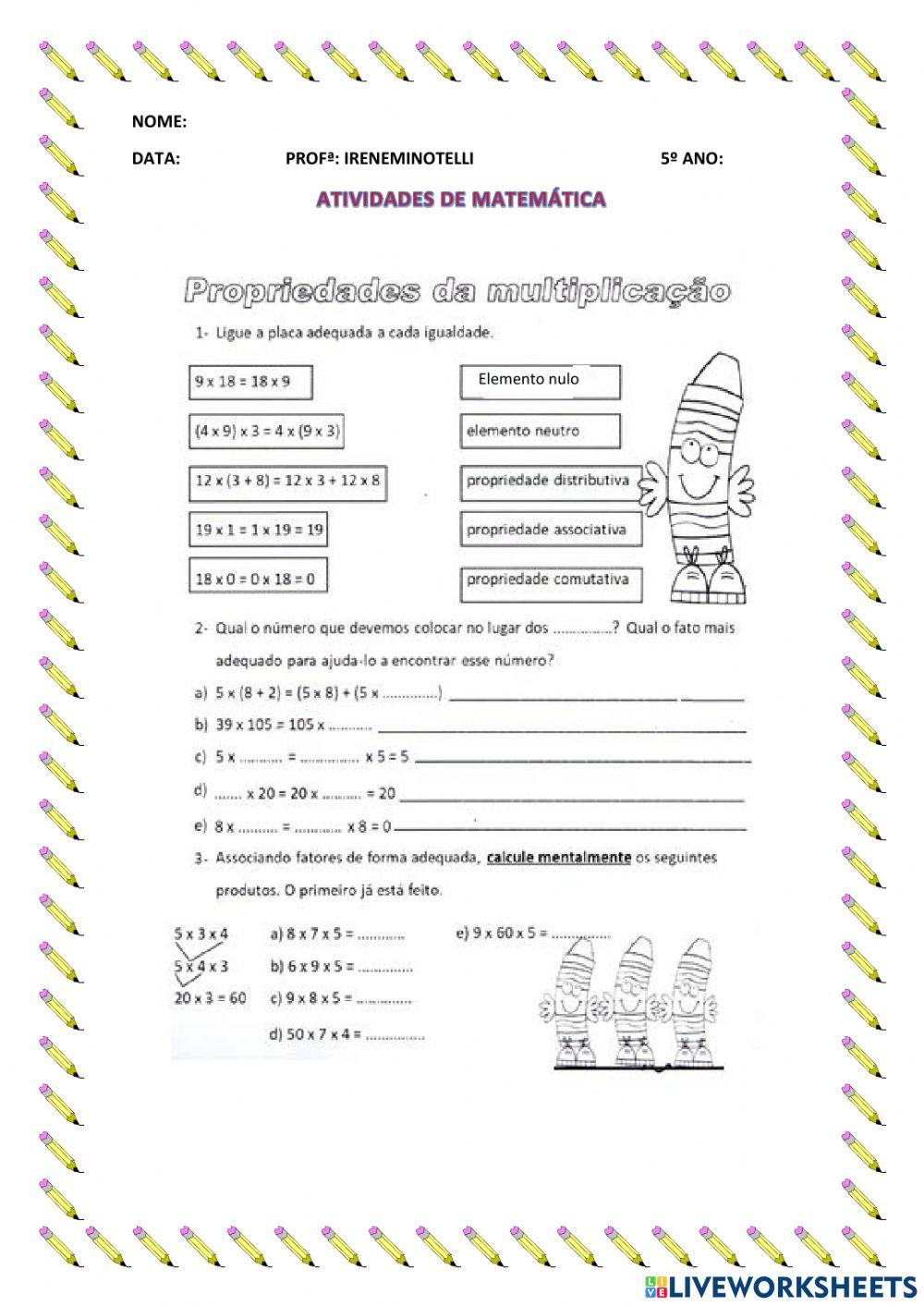 Multiplicação com números naturais