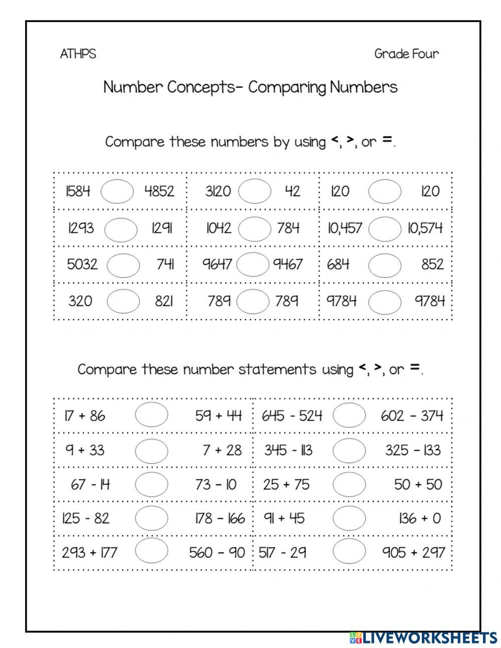 Comparing Numbers- Number Concepts