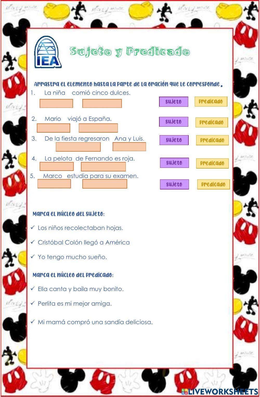 Sujeto y predicado en la oración