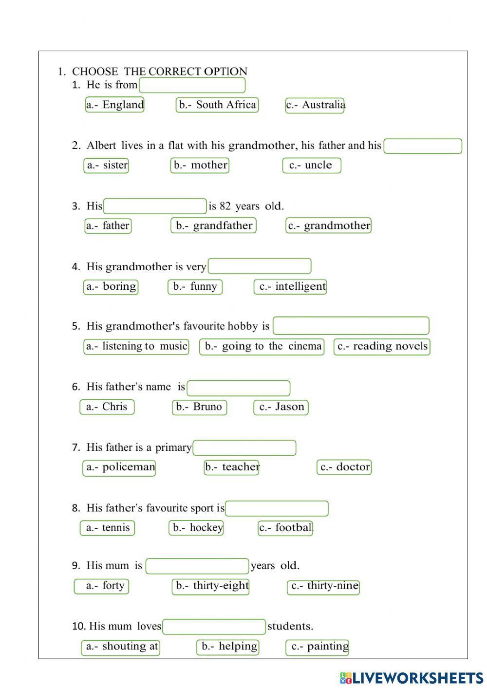 Learning activities for first quimestre exam
