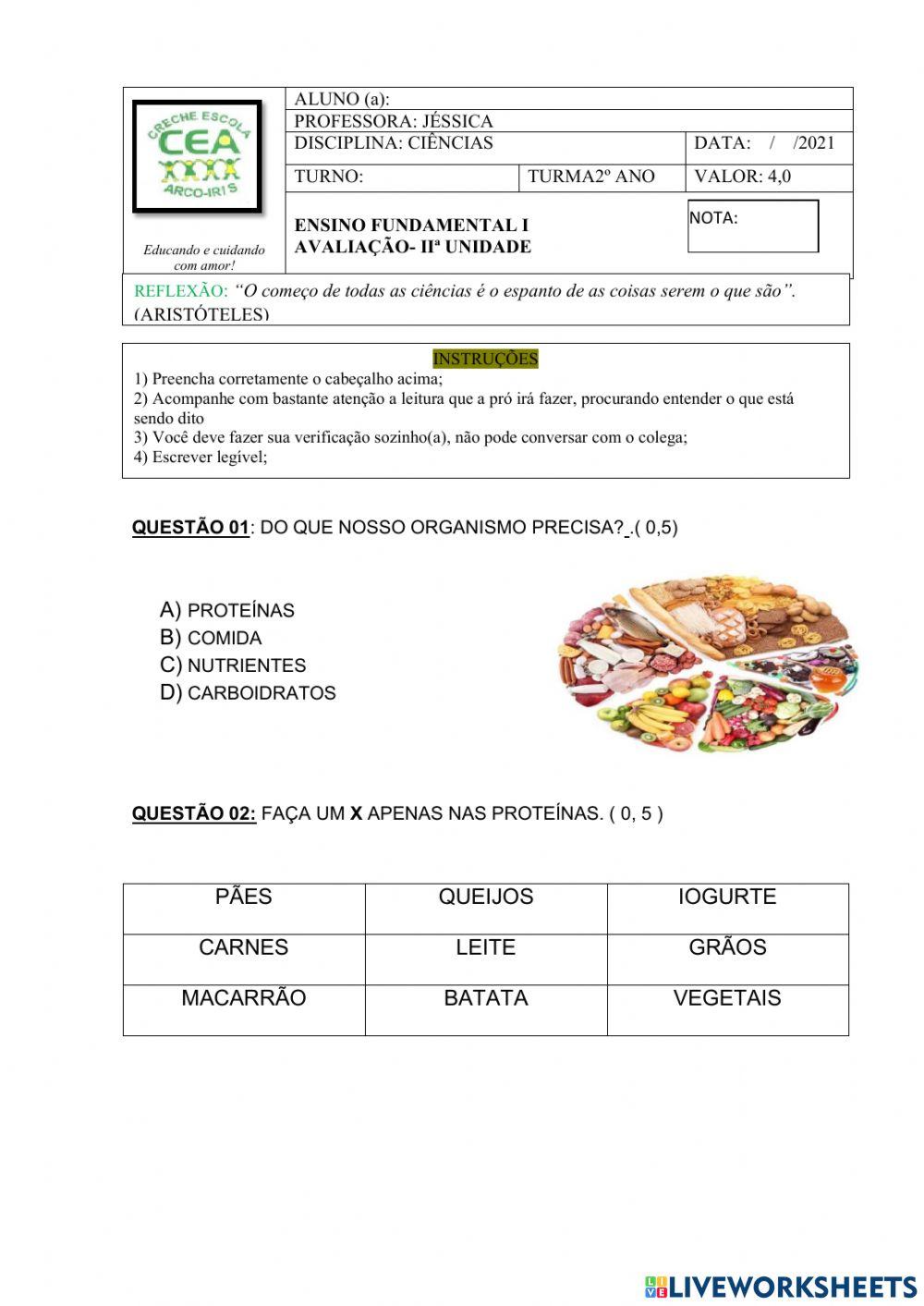 Avaliação de ciências