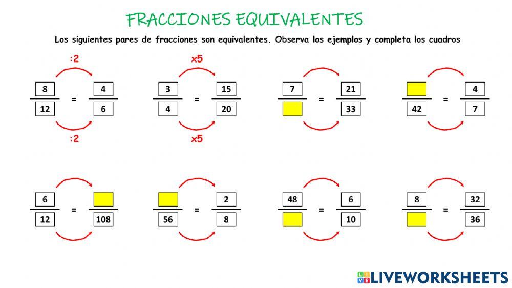Fracciones equivalentes