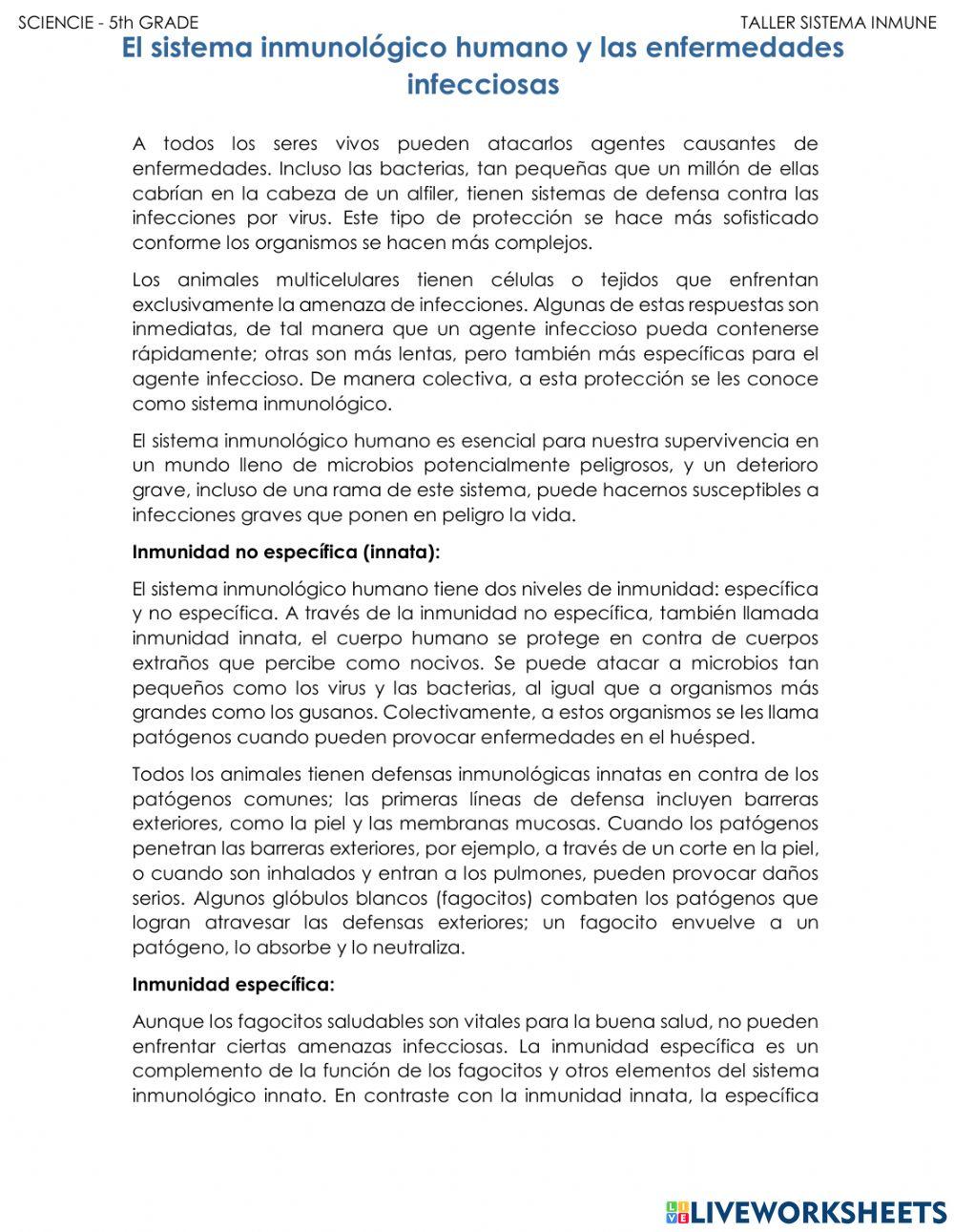 Taller sistema inmune