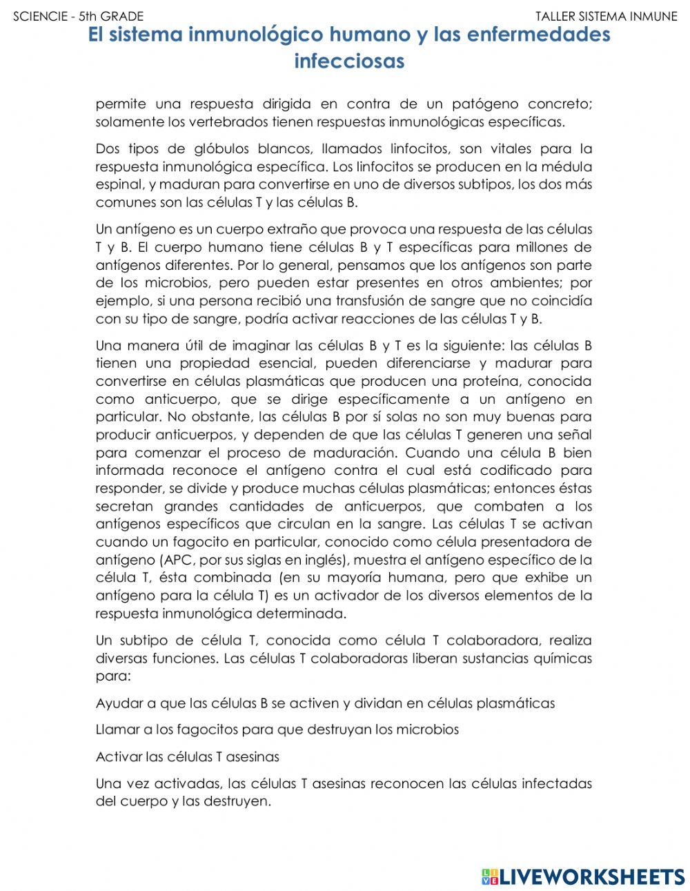 Taller sistema inmune