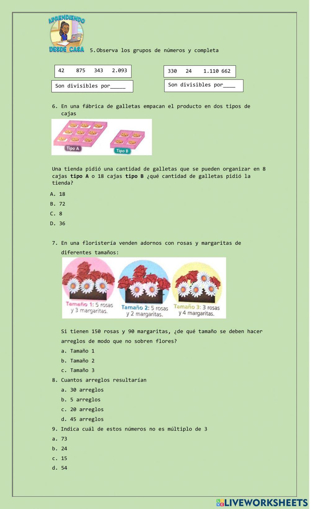 Evaluación múltiplos y divisores