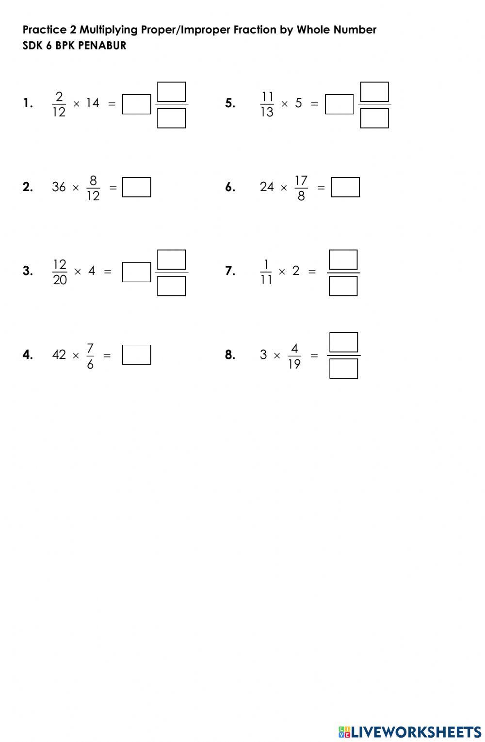 Perkalian Pecahan Biasa dengan Bilangan Cacah