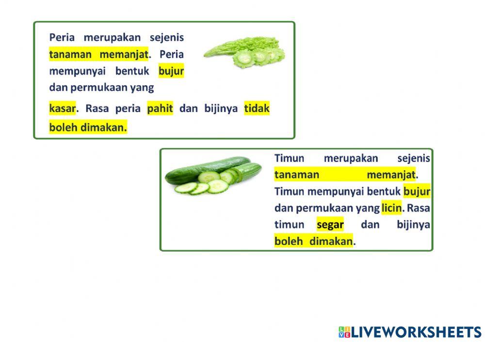Persamaan dan perbezaan Timun dan Peria
