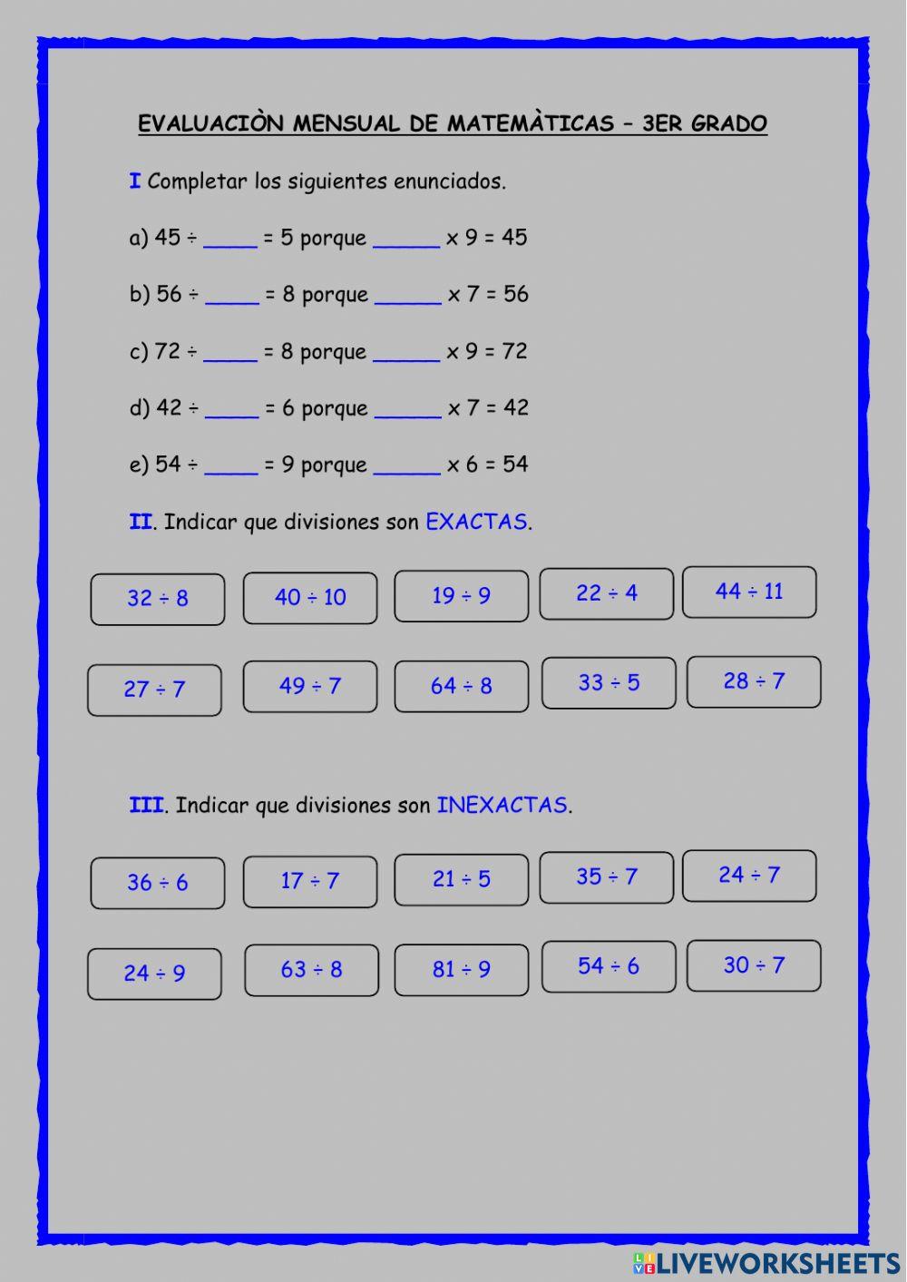 Evaluación matemáticas