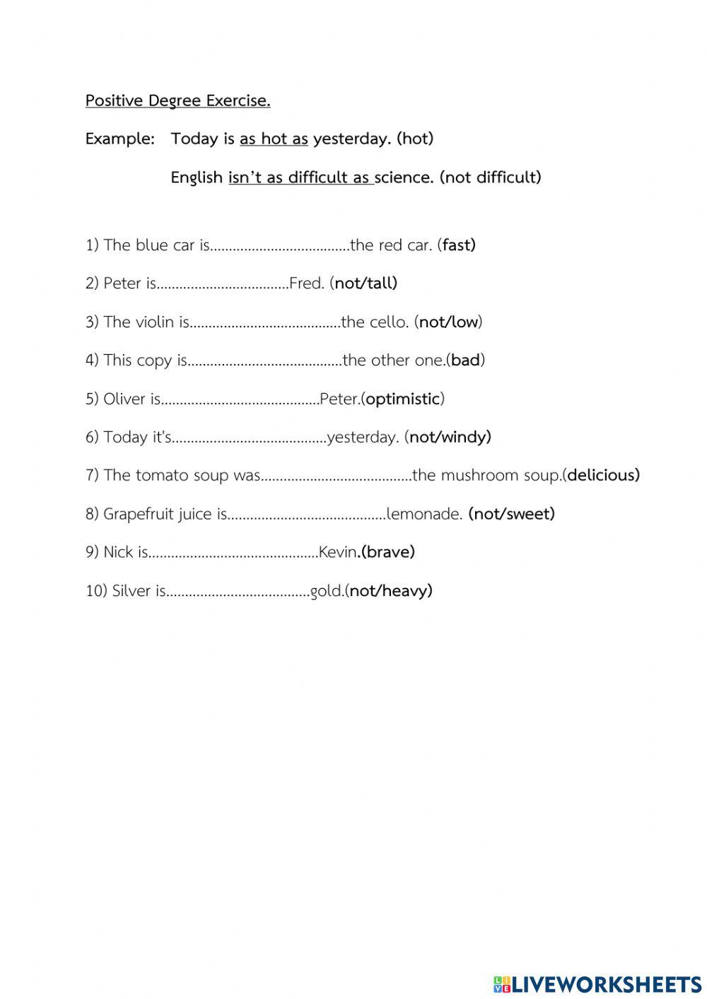 positive degree 3899942 | pleprim | Live Worksheets