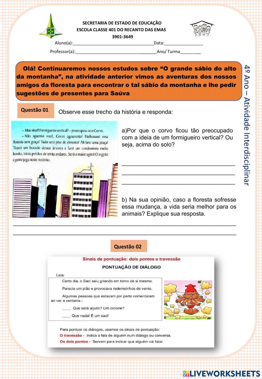 Atividade interdisciplinar