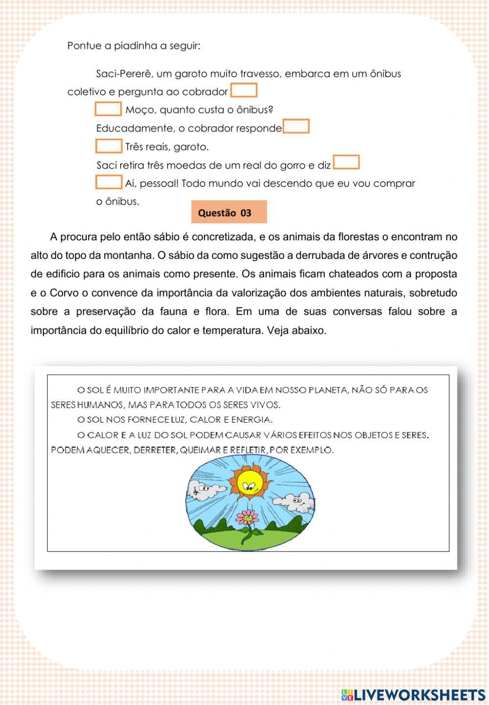 Atividade interdisciplinar
