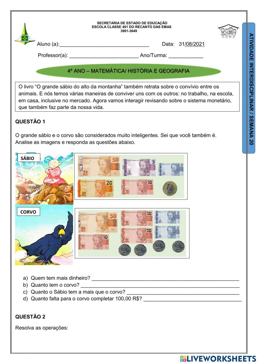 Atividade interdisciplinar