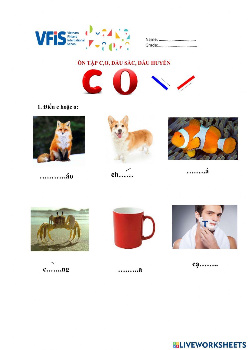 Ôn tập c,o,dấu sắc, dấu huyền