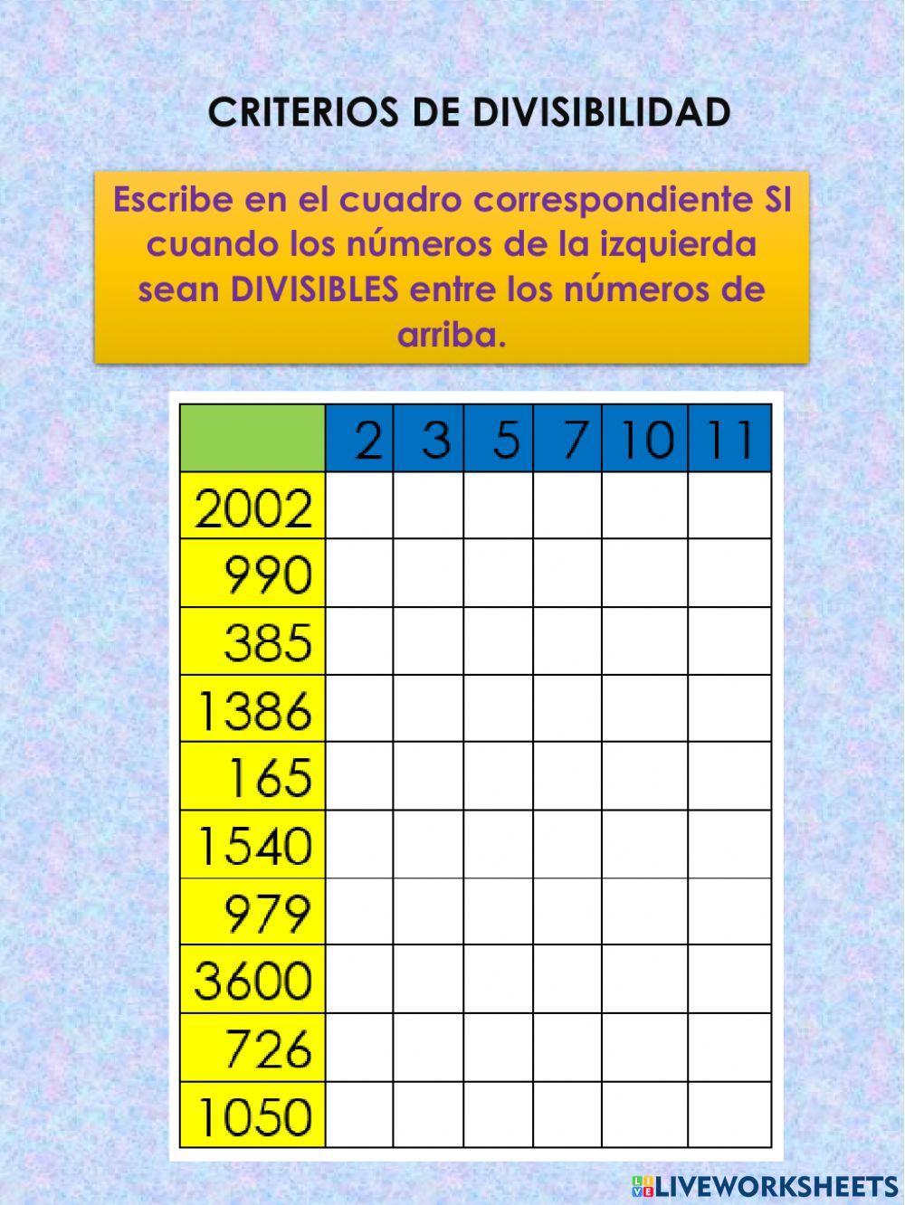 Criterios de divisibilidad